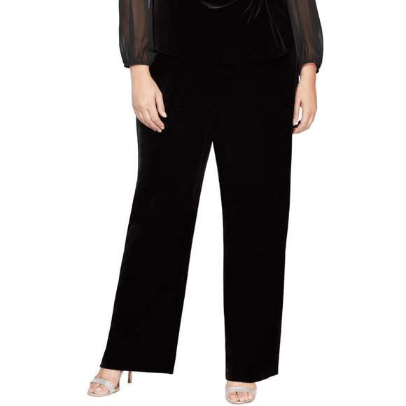 NWT Alex Evenings Elastic Waist Pull On Velvet Pants in Black Sz. 3X - Picture 1 of 2